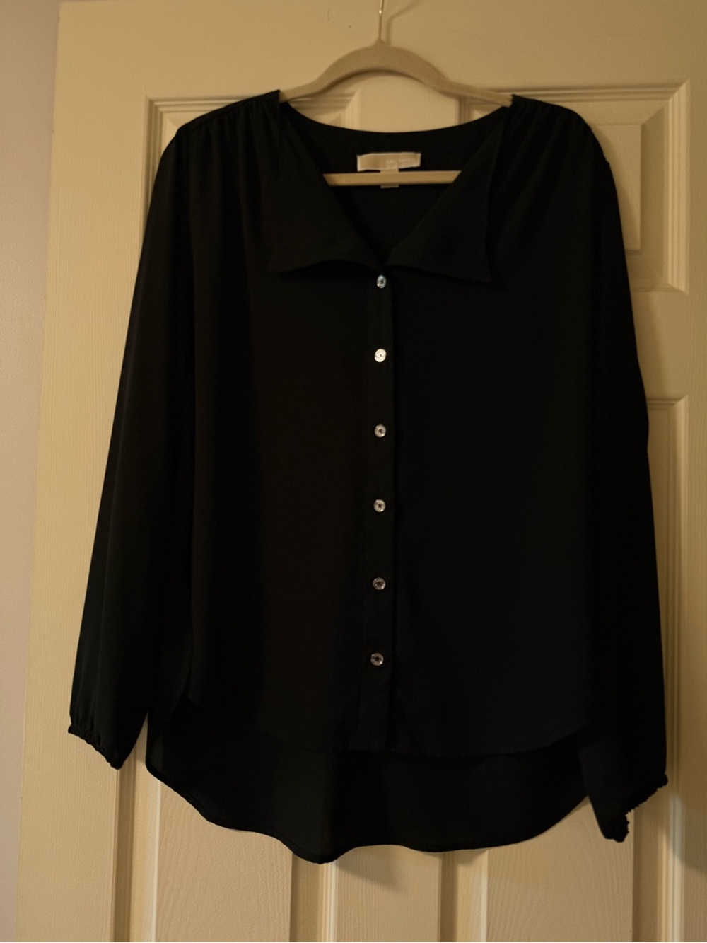 MICHAEL Michael Kors Black Long-Sleeve Button Blouse